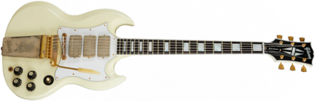 Gibson Custom Shop Jimi Hendrix Sg Custom 1967 Signature Hhh Trem Eb - Aged Polaris White - Enkel gesneden elektrische gitaar - Main picture