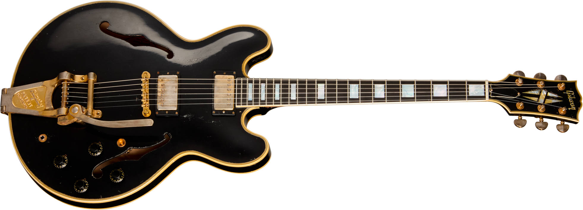Gibson Custom Shop Keith Richards Es355 1960 Bigsby Collectors Ed. Signed Signature 2h Trem Eb #krsl131 - Murphy Lab Aged Ebony - Semi hollow elektric