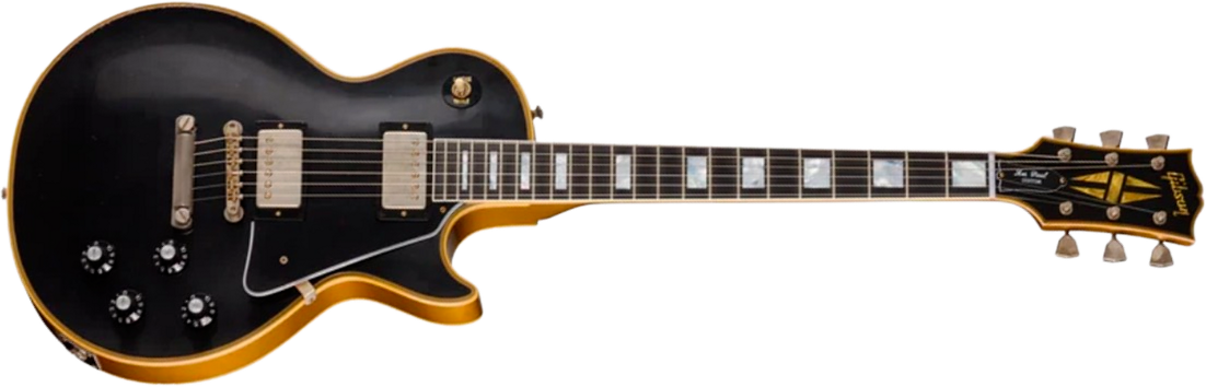 Gibson Custom Shop Les Paul Custom 1968 Le Ltd 2h Ht Eb - Vos Ebony Top / Antique Gold Back - Single cut gitaar - Main picture