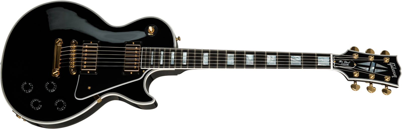 Gibson Custom Shop Les Paul Custom 2019 2h Ht Eb - Ebony - Enkel gesneden elektrische gitaar - Main picture