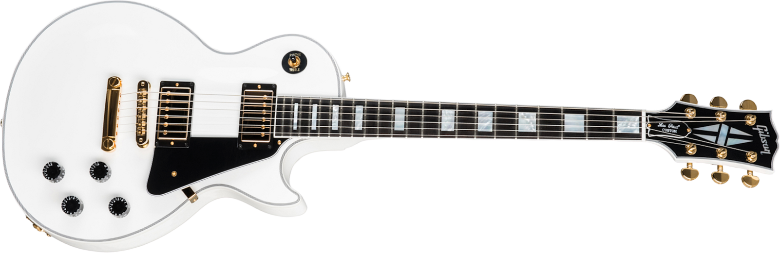 Gibson Custom Shop Les Paul Custom 2019 2h Ht Eb - Alpine White - Enkel gesneden elektrische gitaar - Main picture