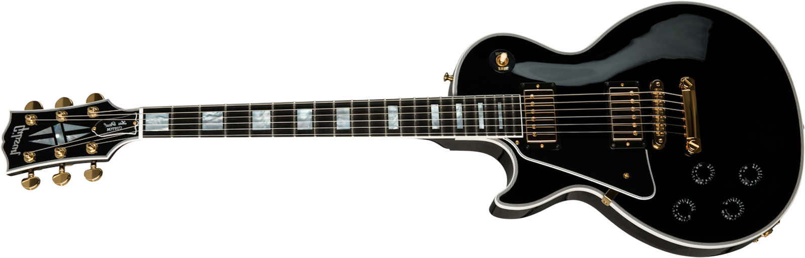 Gibson Custom Shop Les Paul Custom 2019 Lh Gaucher Hh Ht Eb - Ebony - Linkshandige elektrische gitaar - Main picture