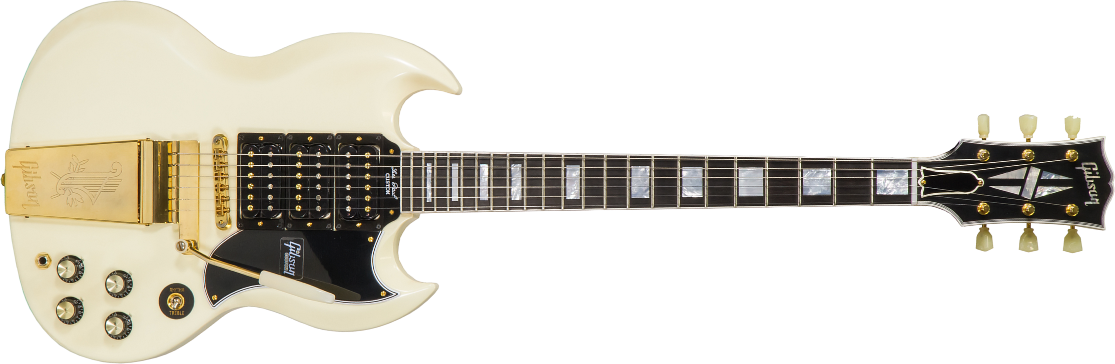 Gibson Custom Shop Les Paul Sg Custom 1963 Reissue 2019 Maestro Vibrola 3h Trem Eb - Vos Classic White - Guitarra eléctrica de doble corte. - Main pic