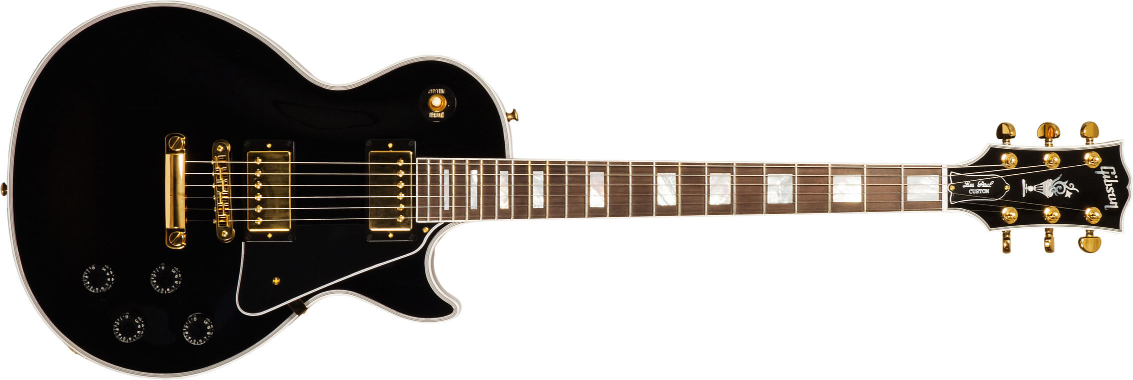 Gibson Custom Shop M2m Les Paul Custom Flowerpot Headstock 2h Ht Eb #cs403529 - Ebony Gloss - Enkel gesneden elektrische gitaar - Main picture