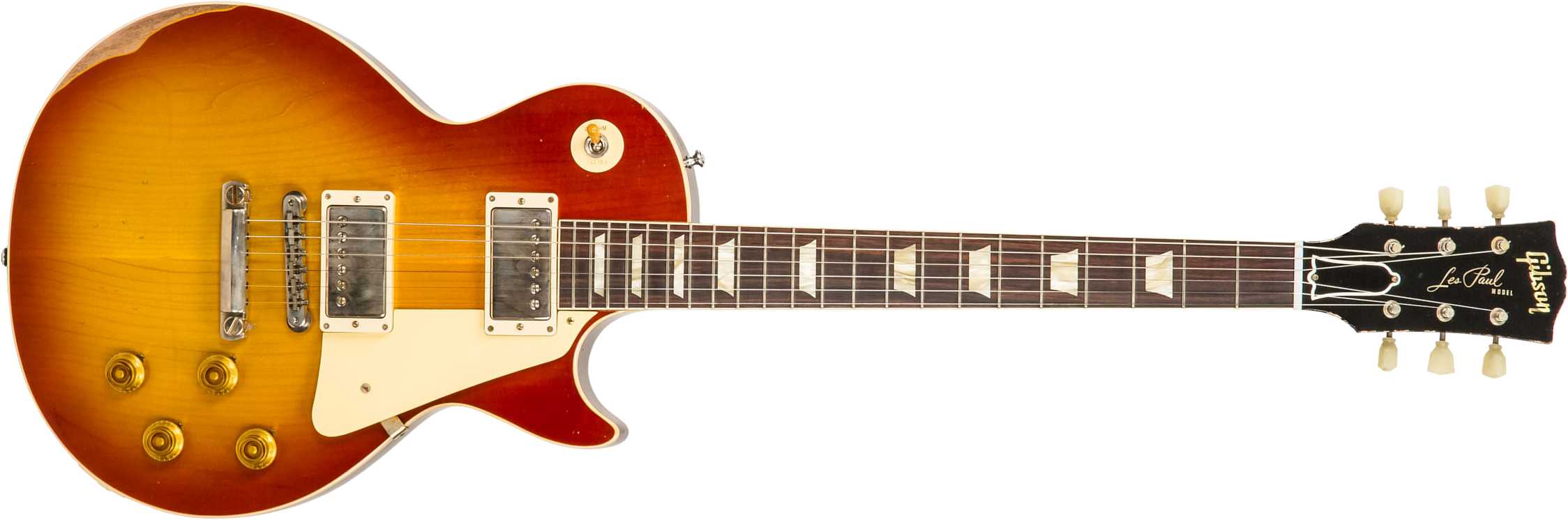 Gibson Custom Shop M2m Les Paul Standard 1958 2h Ht Rw - Heavy Aged '58 Burst - Enkel gesneden elektrische gitaar - Main picture