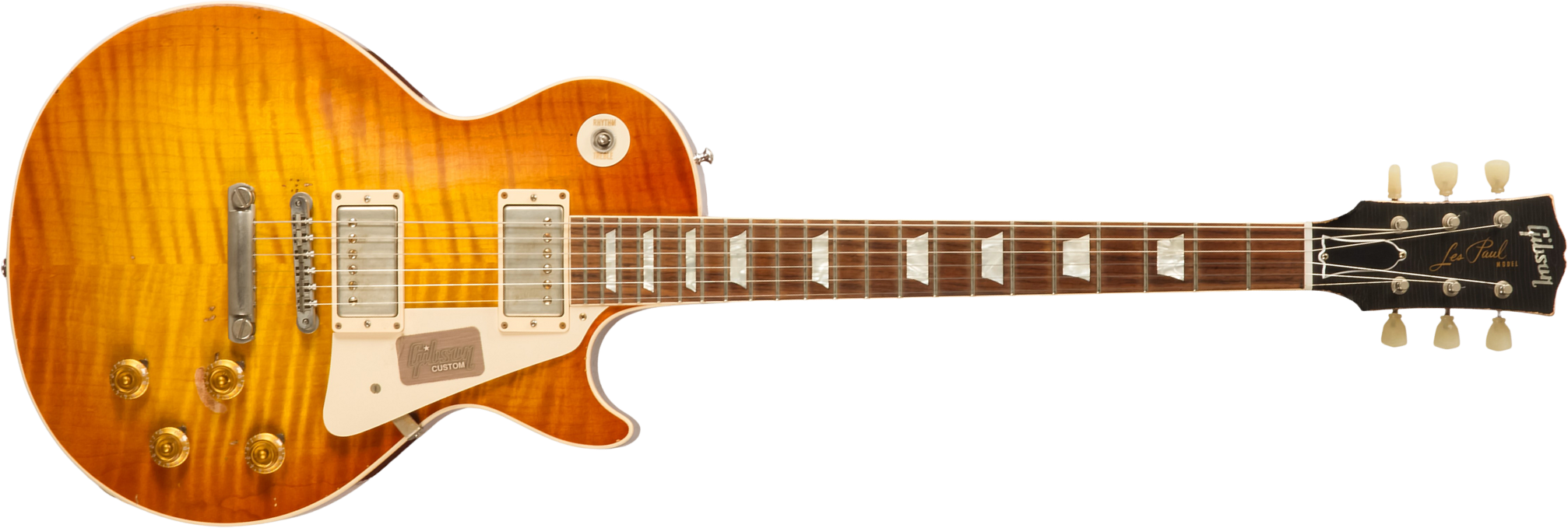 Gibson Custom Shop M2m Les Paul Standard 1959 2h Ht Rw #r961618 - Aged Sunrise Teaburst - Enkel gesneden elektrische gitaar - Main picture