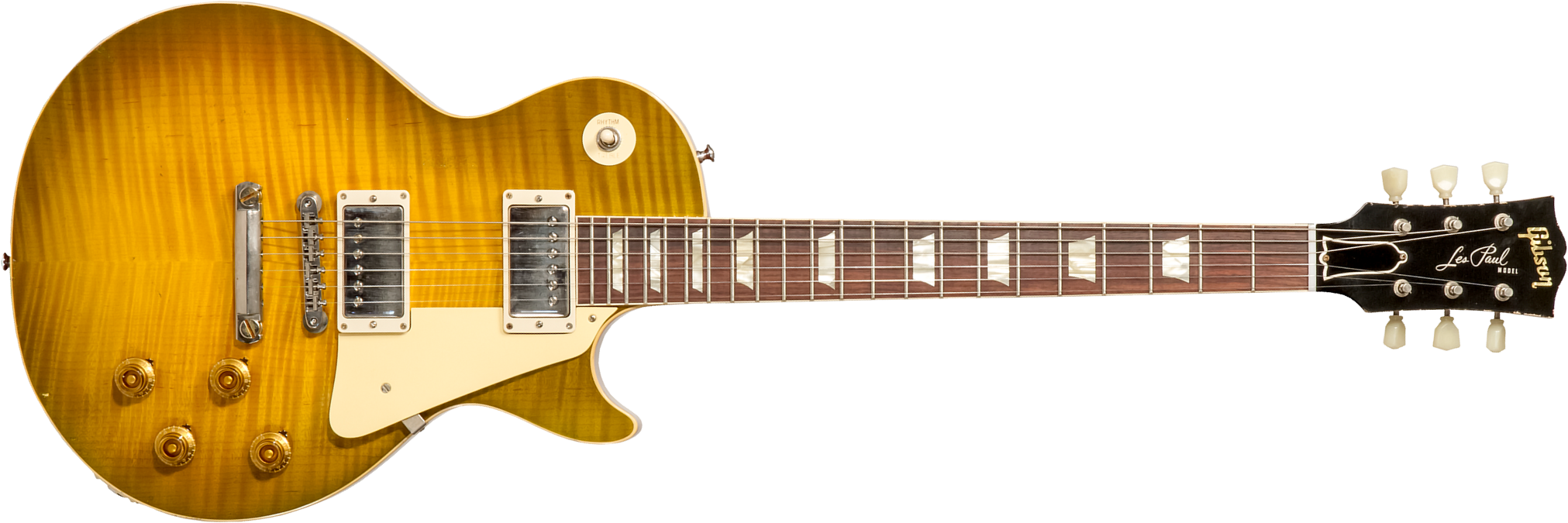 Gibson Custom Shop M2m Les Paul Standard 1959 Reissue 2h Ht Rw #932154 - Murphy Lab Light Aged Green Lemon Burst - Enkel gesneden elektrische gitaar -