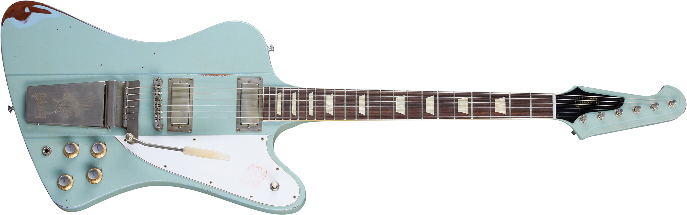 Gibson Custom Shop Murphy Lab Firebird 1963 Maestro Reissue Trem 2mh Rw - Heavy Aged Antique Frost Blue - Retro-rock elektrische gitaar - Main picture