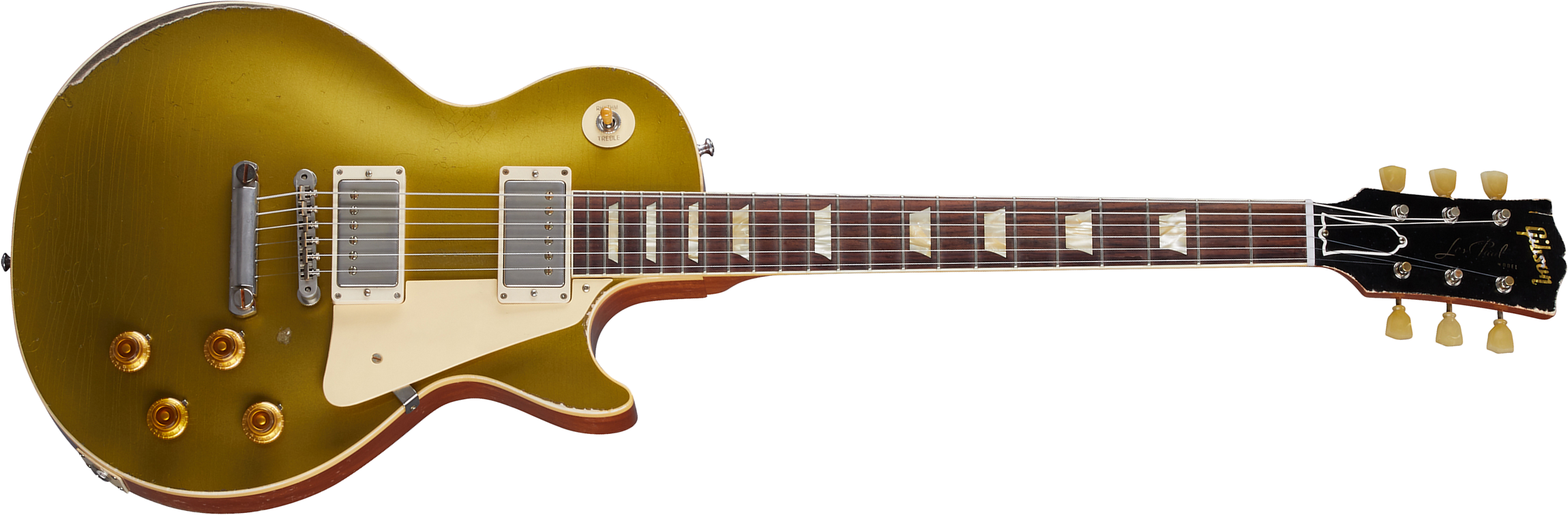 Gibson Custom Shop Murphy Lab Les Paul Goldtop 1957 Reissue 2h Ht Rw - Ultra Heavy Aged Double Gold - Enkel gesneden elektrische gitaar - Main picture