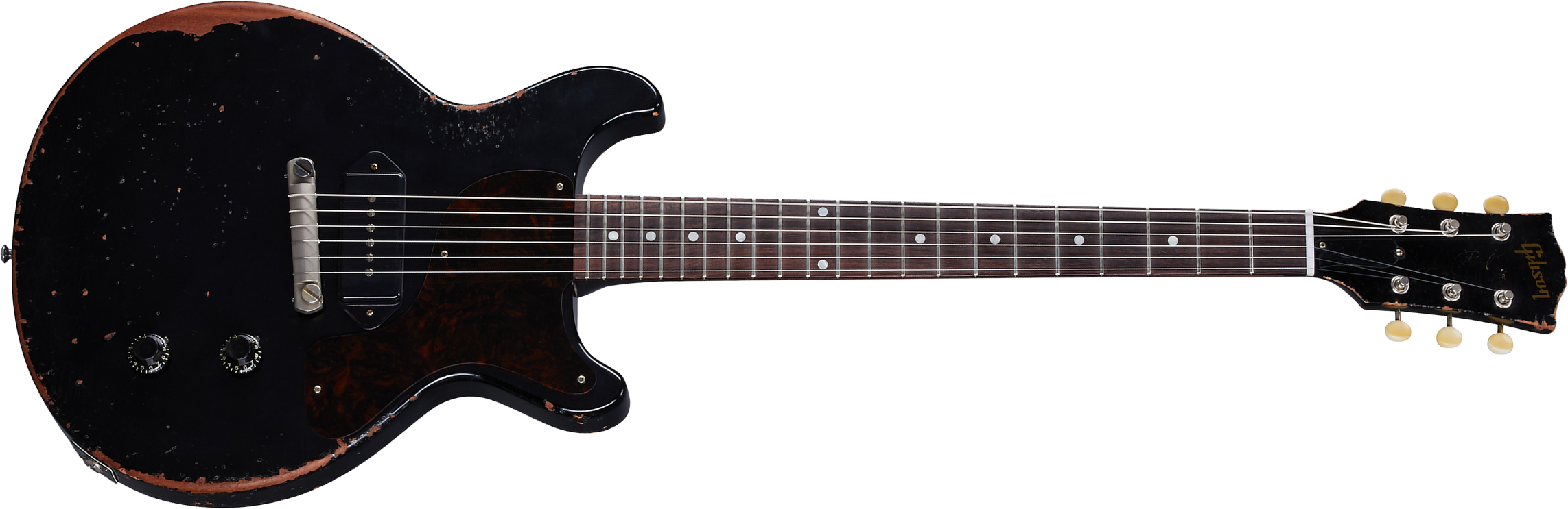Gibson Custom Shop Murphy Lab Les Paul Junior Double Cut 1960 Reissue P90 Ht Rw - Ultra Heavy Aged Ebony - Guitarra eléctrica de doble corte. - Main p