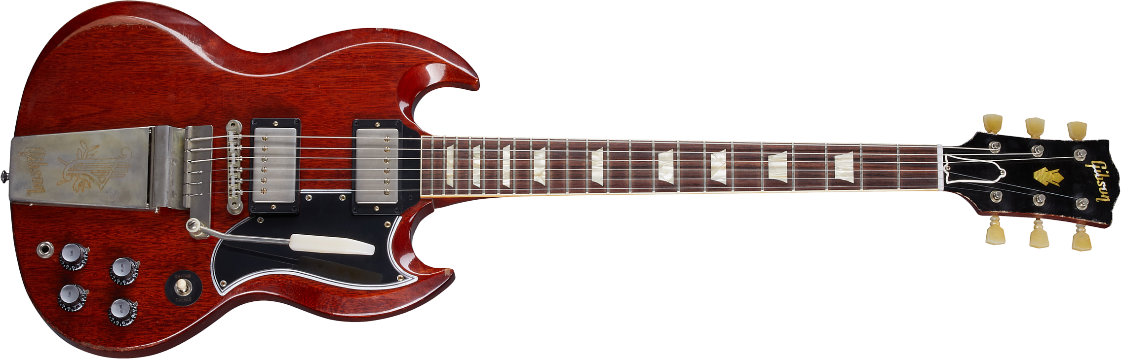 Gibson Custom Shop Murphy Lab Sg Standard 1964 Maestro Reissue Trem 2h Trem Rw - Heavy Aged Faded Cherry - Guitarra eléctrica de doble corte. - Main p