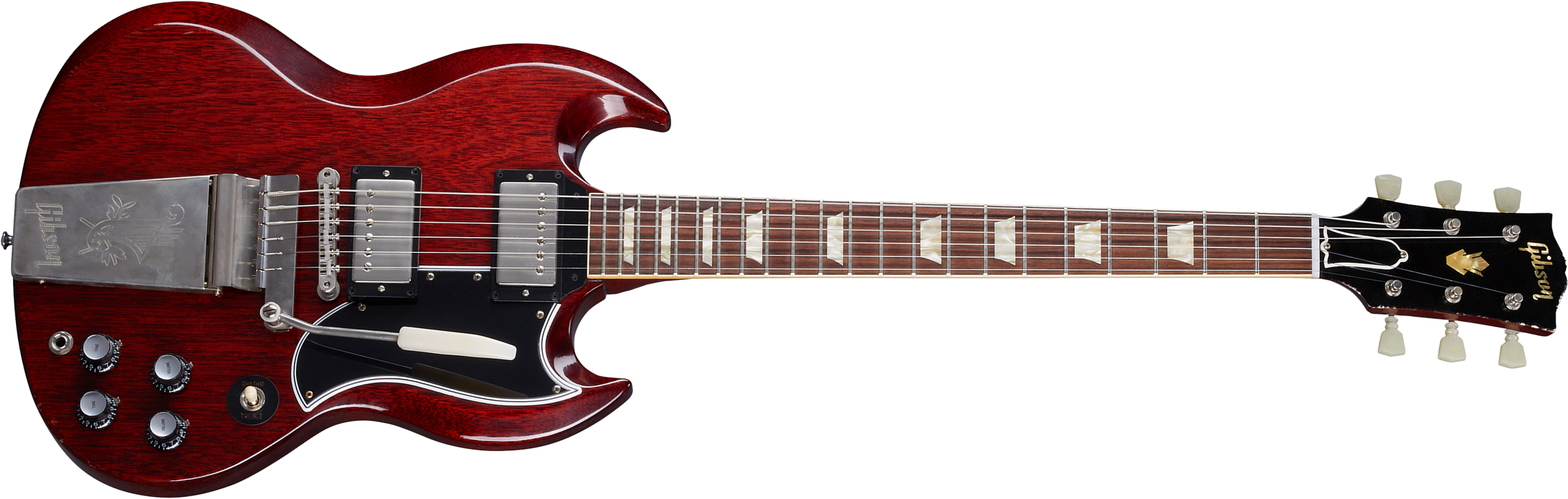Gibson Custom Shop Murphy Lab Sg Standard 1964 Maestro Reissue Trem 2h Trem Rw - Ultra Light Aged Cherry Red - Guitarra eléctrica de doble corte. - Ma