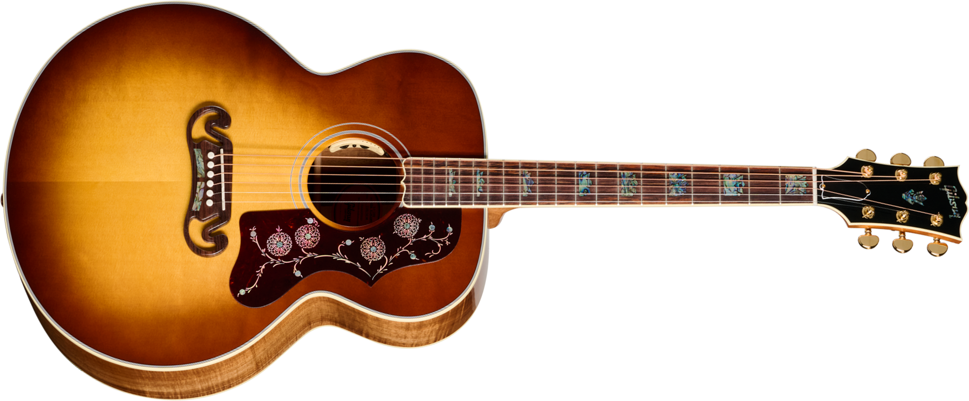 Gibson Custom Shop Sj200 Elegant Koa Artisan Jumbo Epicea Koa Rw - Honey Burst - Folk gitaar - Main picture