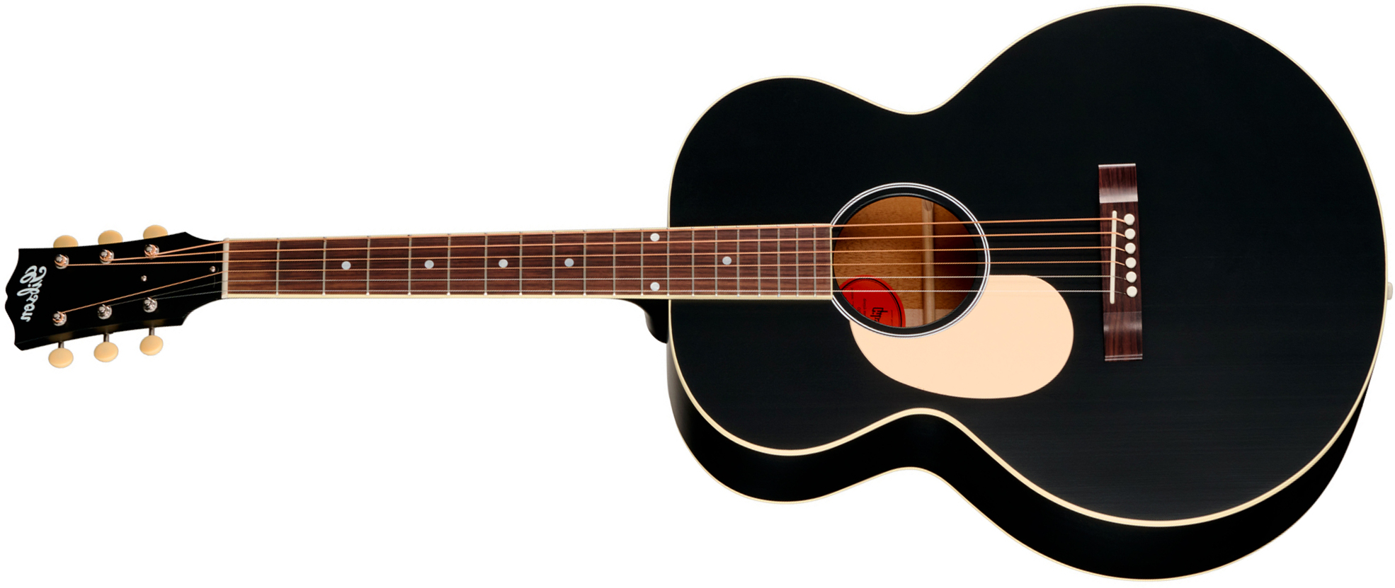 Gibson J185 Century 12-fret Lh Jumbo Shsc Gaucher Epicea Acajou Rw - Ebony Satin - Folk gitaar - Main picture