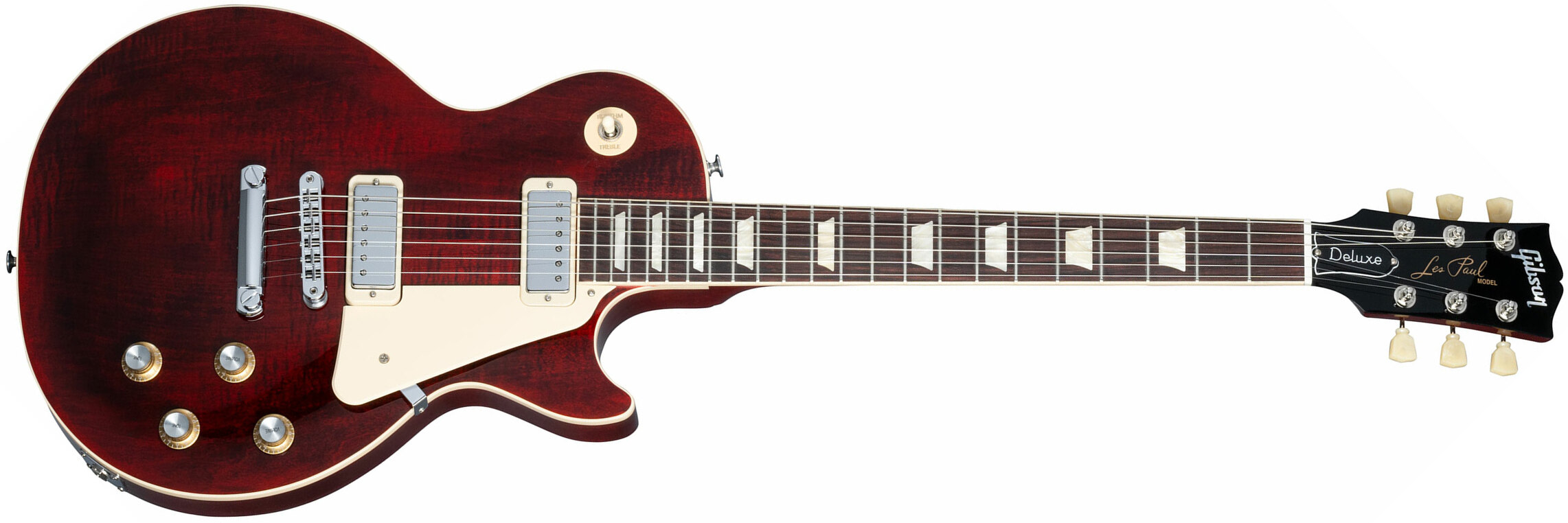 Gibson Les Paul Deluxe 70s Plain Top Original 2mh Ht Rw - Wine Red - Enkel gesneden elektrische gitaar - Main picture