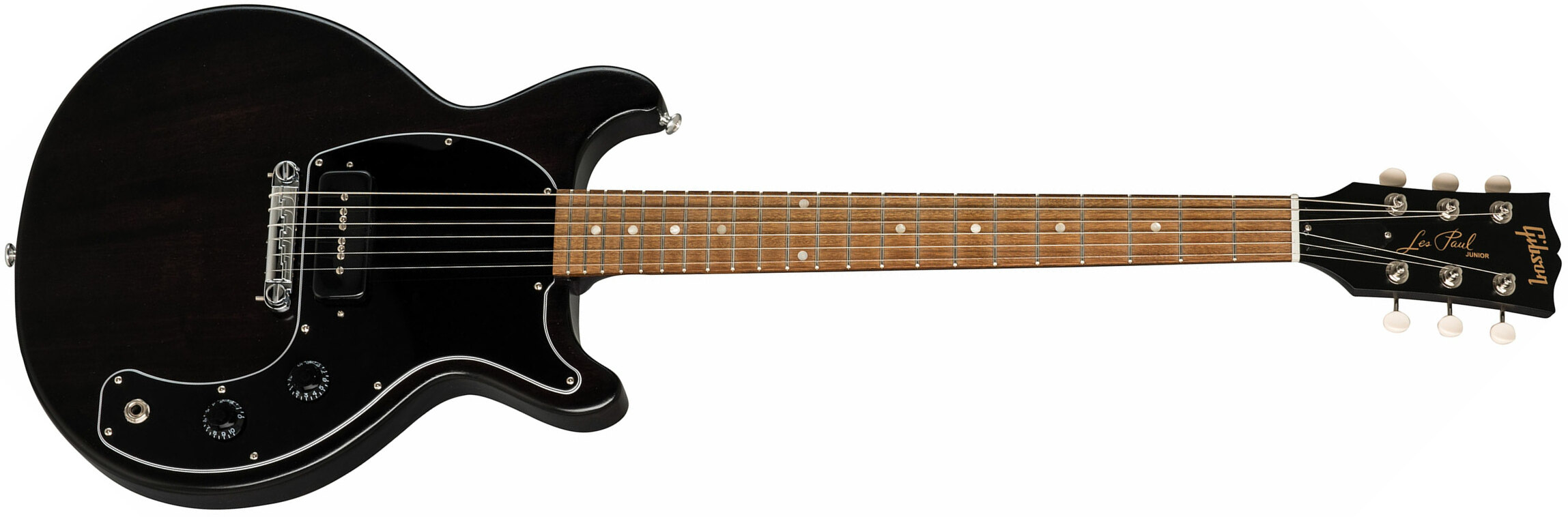 Gibson Les Paul Junior Dc Tribute 2019 P90 Ht Rw - Worn Ebony - Enkel gesneden elektrische gitaar - Main picture