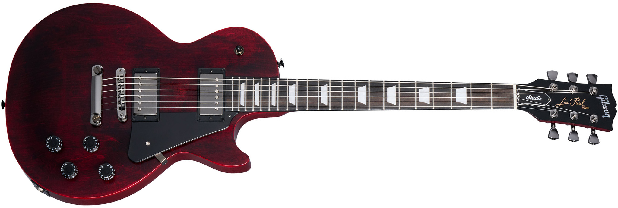 Gibson Les Paul Modern Studio Usa 2h Ht Eb - Wine Red Satin - Enkel gesneden elektrische gitaar - Main picture