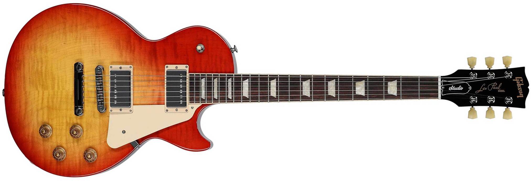 Gibson Les Paul Studio Figured 2h Burstbucker Pro Ht Rw - Washed Cherry Sunburst - Single cut gitaar - Main picture