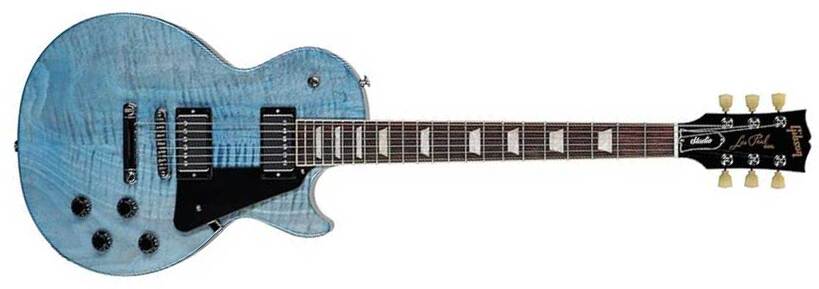 Gibson Les Paul Studio Figured Top Modern Usa 2h Ht Rw - Ocean Blue - Single cut gitaar - Main picture