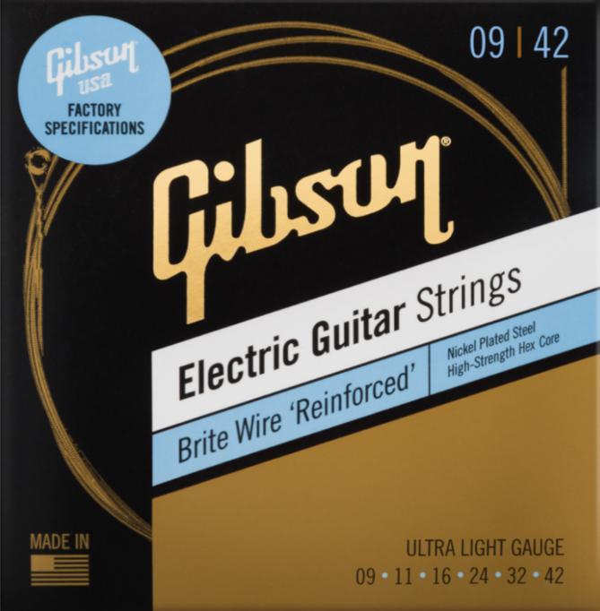 Elektrische gitaarsnaren Gibson SEG-BWR9 Electric Guitar 6-String Set Brite Wire Reinforced NPS 9-42 - Snarenset
