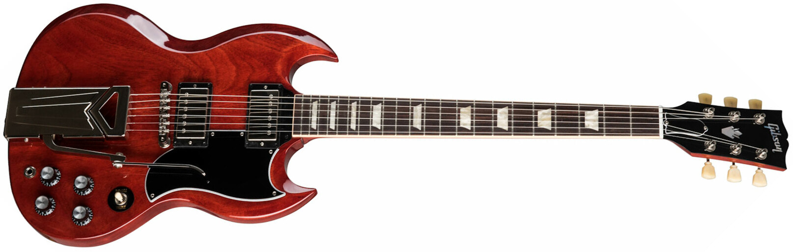 Gibson Sg Standard '61 Sideways Vibrola Original 2h Ht Rw - Vintage Cherry - Retro-rock elektrische gitaar - Main picture
