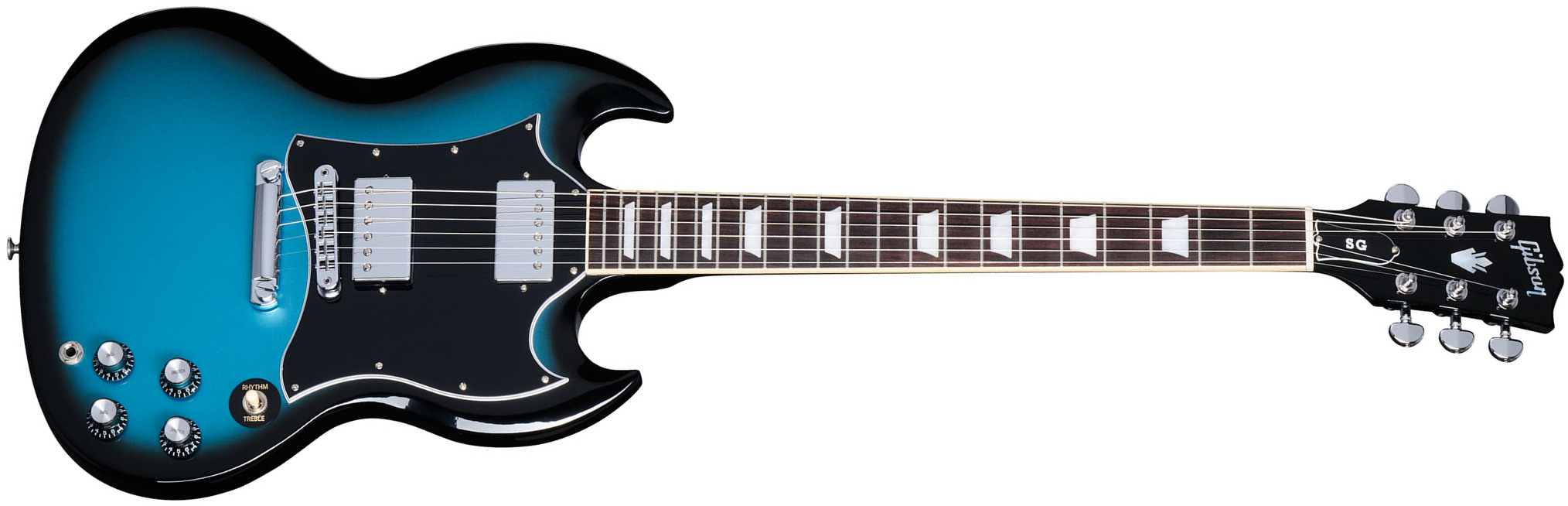 Gibson Sg Standard Custom Color 2h Ht Rw - Pelham Blue Burst - Guitarra eléctrica de doble corte. - Main picture