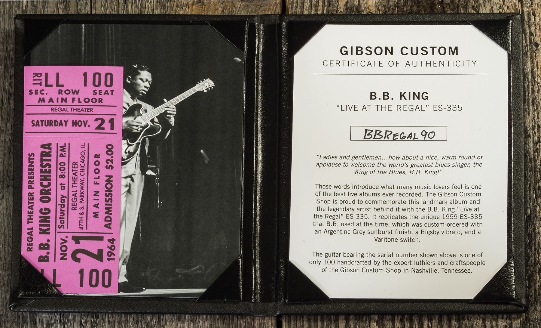 Gibson Custom Shop Bb King Es-335 Live At The Regal 2h Trem Bigsby Rw #bbregal90 - Murphy Lab Aged Argentine Grey - Kenmerkende elektrische gitaar - V