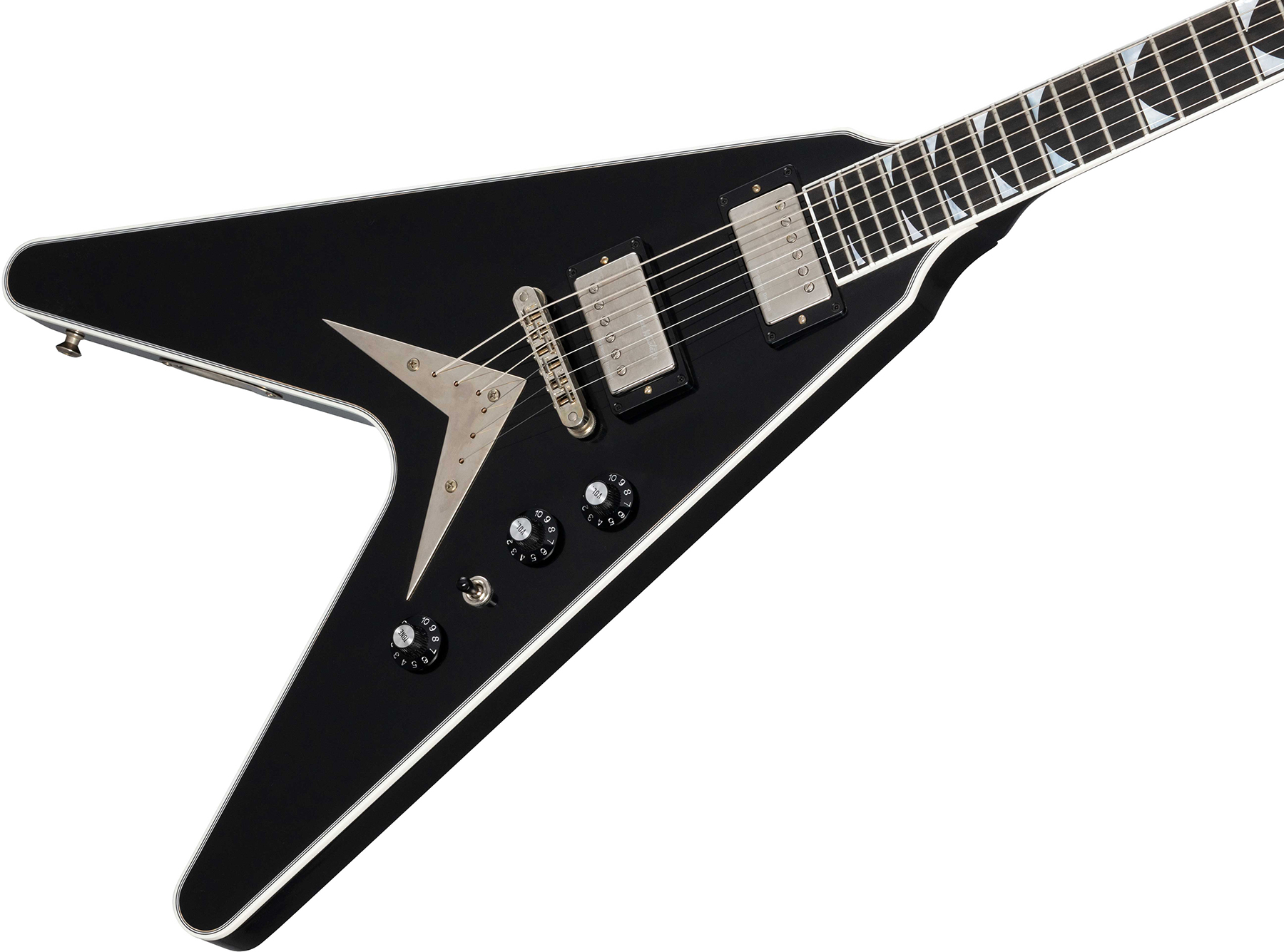 Gibson Custom Shop Dave Mustaine Flying V Exp Ltd Signature 2h Ht Eb - Vos Ebony - Metalen elektrische gitaar - Variation 3