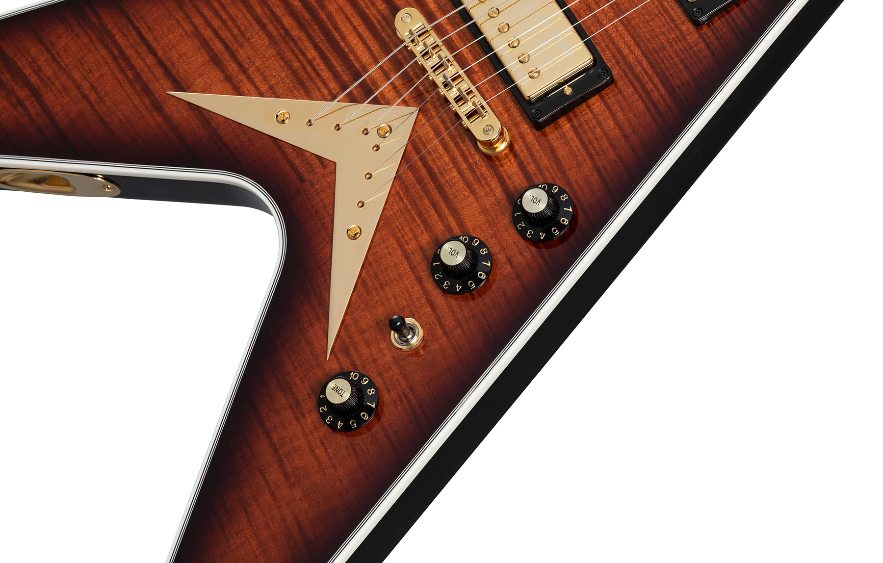 Gibson Custom Shop Dave Mustaine Flying V Exp Ltd Signature 2h Ht Eb - Red Amber Burst - Metalen elektrische gitaar - Variation 4