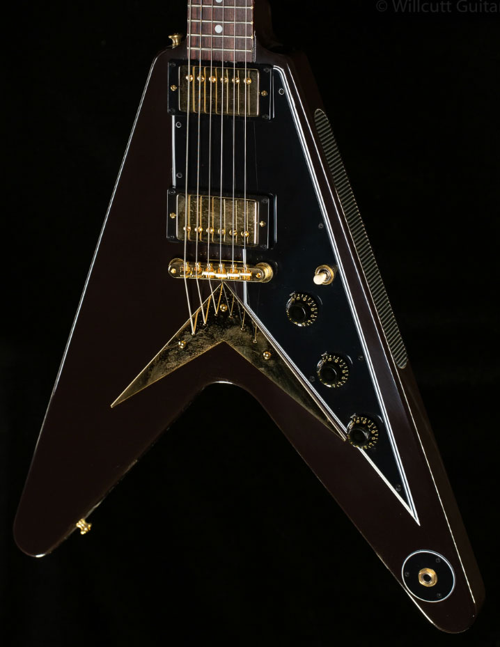 Gibson Custom Shop Flying V 1958 Mahogany Reissue 2h Ht Rw - Vos Oxblood - Retro-rock elektrische gitaar - Variation 2