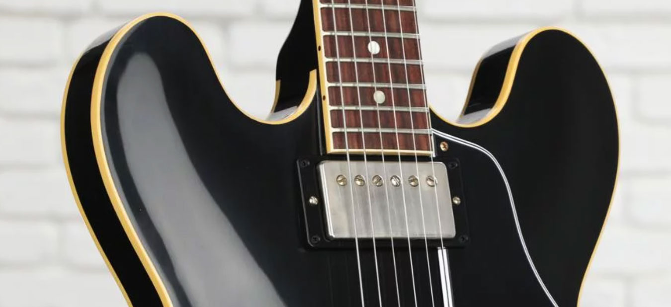 Gibson Custom Shop Historic Es-335 1961 Reissue 2h Ht Rw - Vos Ebony - Semi hollow elektriche gitaar - Variation 1