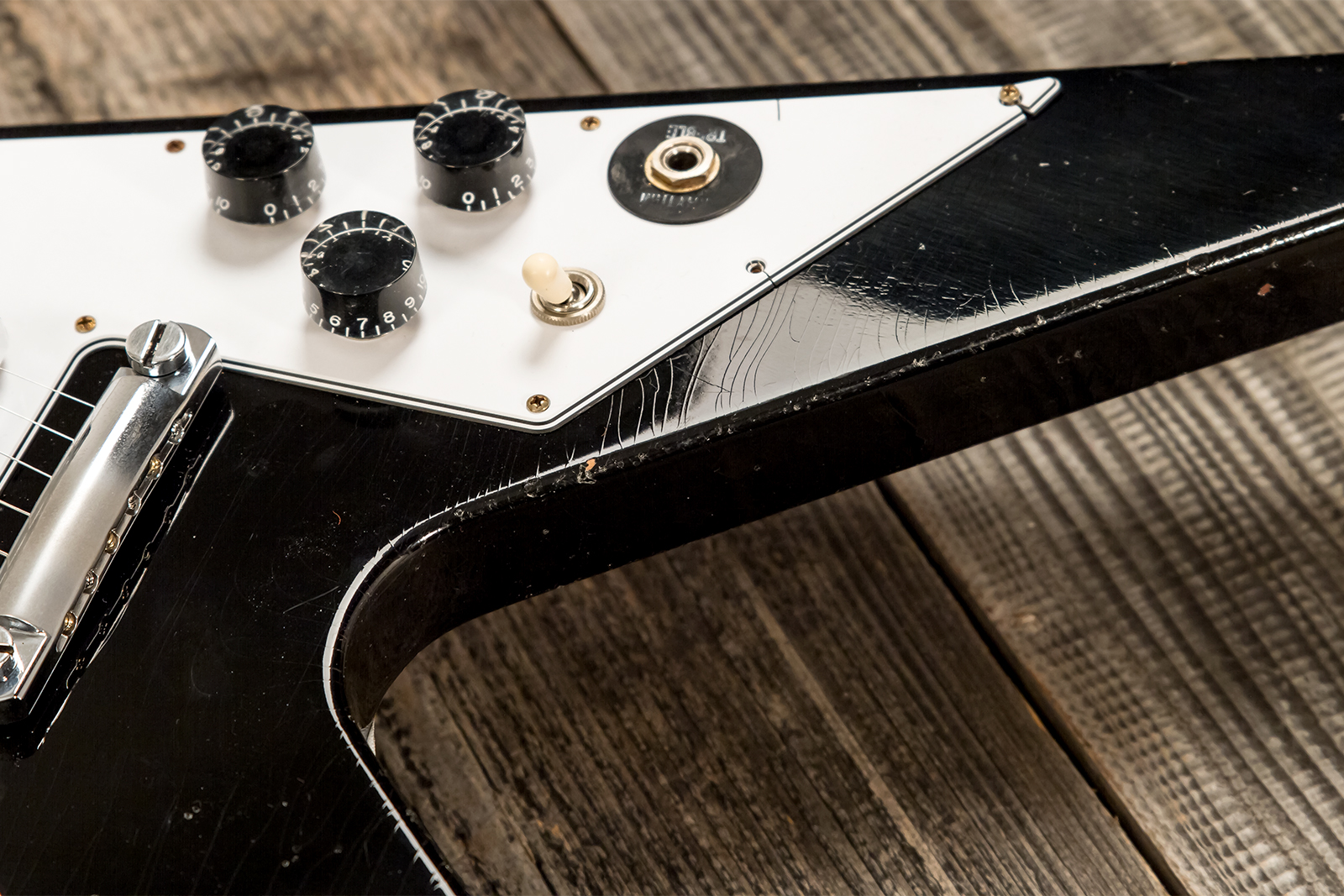 Gibson Custom Shop Kirk Hammett Flying V 1979 2h Ht Rw - Murphy Lab Aged Ebony - Metalen elektrische gitaar - Variation 7