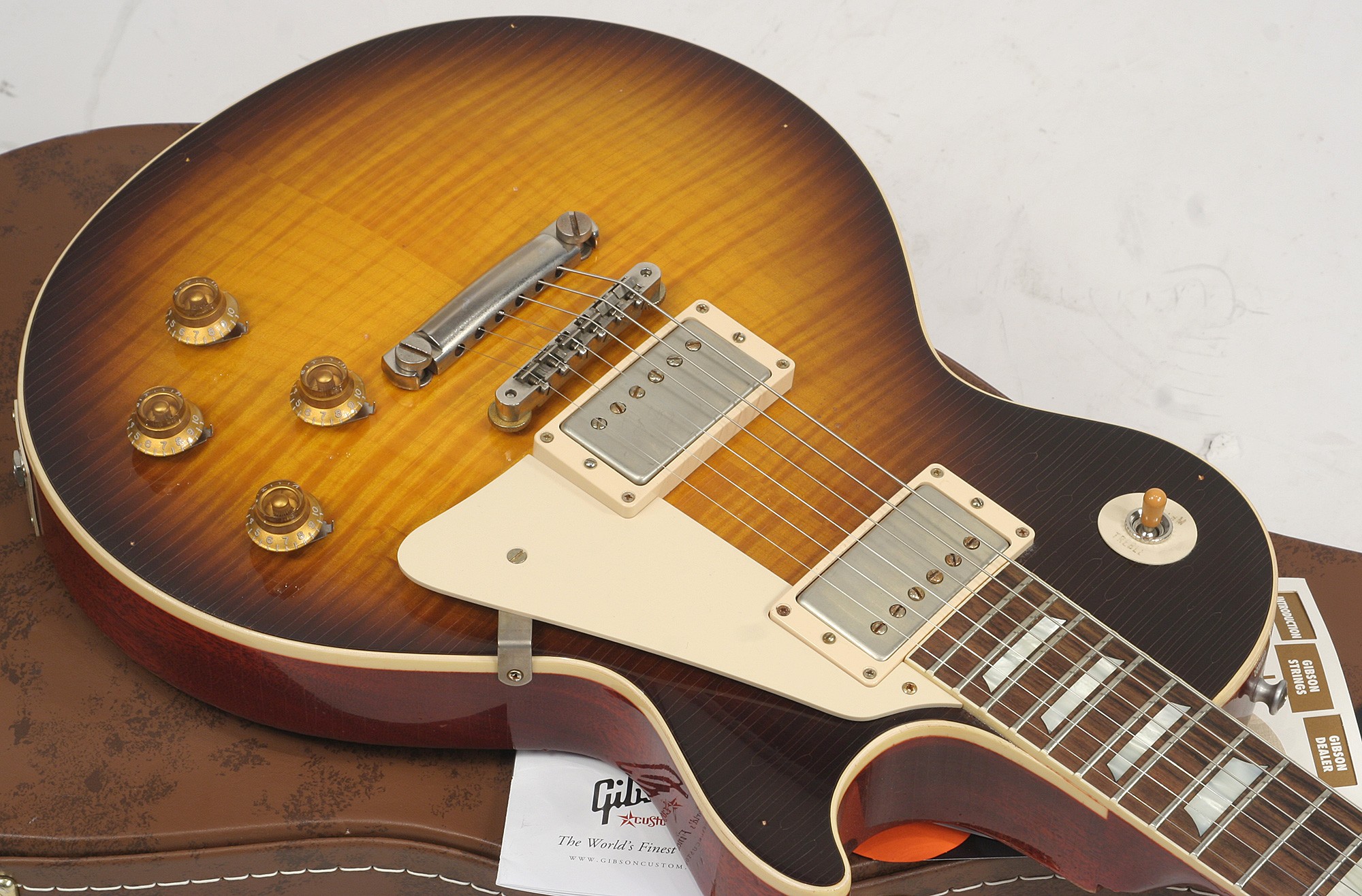 Gibson Custom Shop Les Paul 1960 Reissue 2h Ht Rw - Heavy Aged Bourbon Burst - Enkel gesneden elektrische gitaar - Variation 3