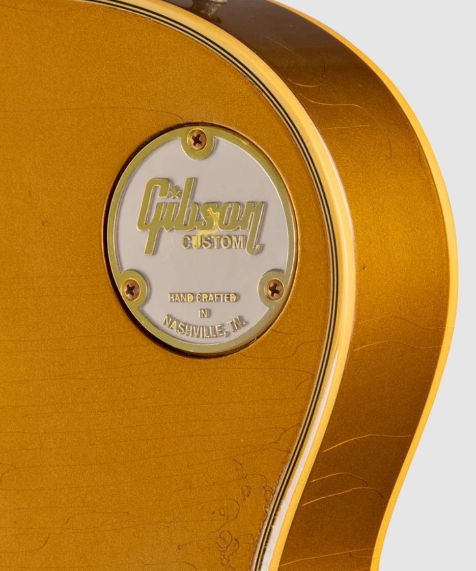 Gibson Custom Shop Les Paul Custom 1968 Le Ltd 2h Ht Eb - Vos Ebony Top / Antique Gold Back - Single cut gitaar - Variation 5