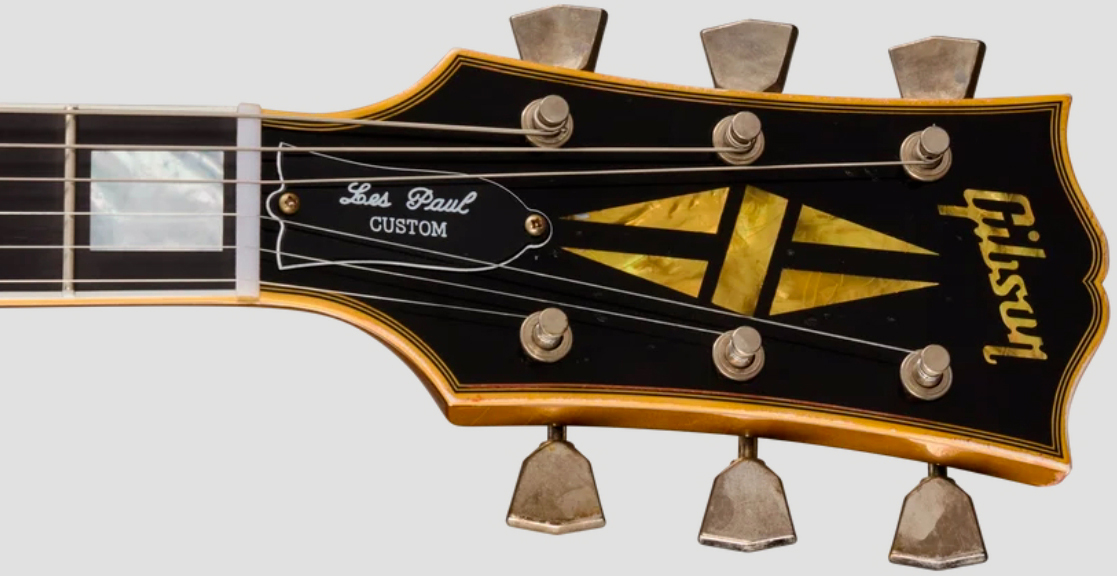 Gibson Custom Shop Les Paul Custom 1968 Le Ltd 2h Ht Eb - Vos Ebony Top / Antique Gold Back - Single cut gitaar - Variation 6