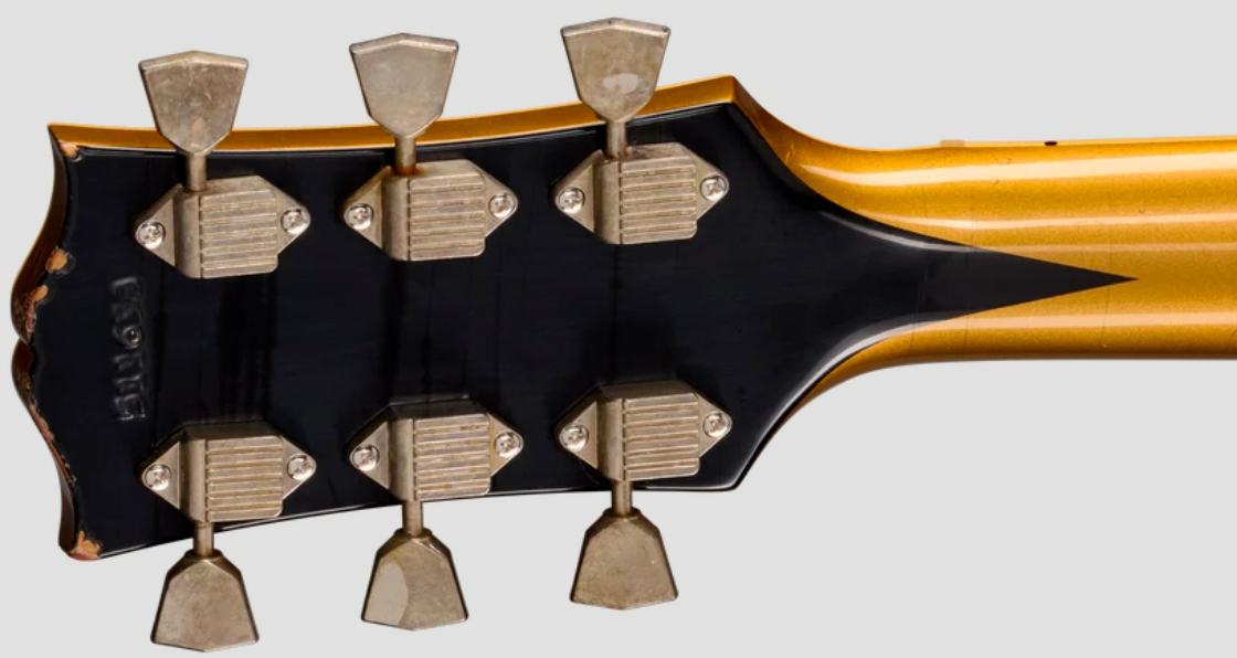 Gibson Custom Shop Les Paul Custom 1968 Le Ltd 2h Ht Eb - Vos Ebony Top / Antique Gold Back - Single cut gitaar - Variation 7