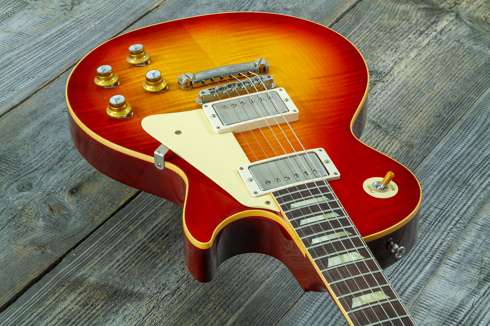Gibson Custom Shop Les Paul Standard 1960 Reissue 2h Ht Rw #04714 - Vos Washed Cherry Sunburst - Single cut gitaar - Variation 5