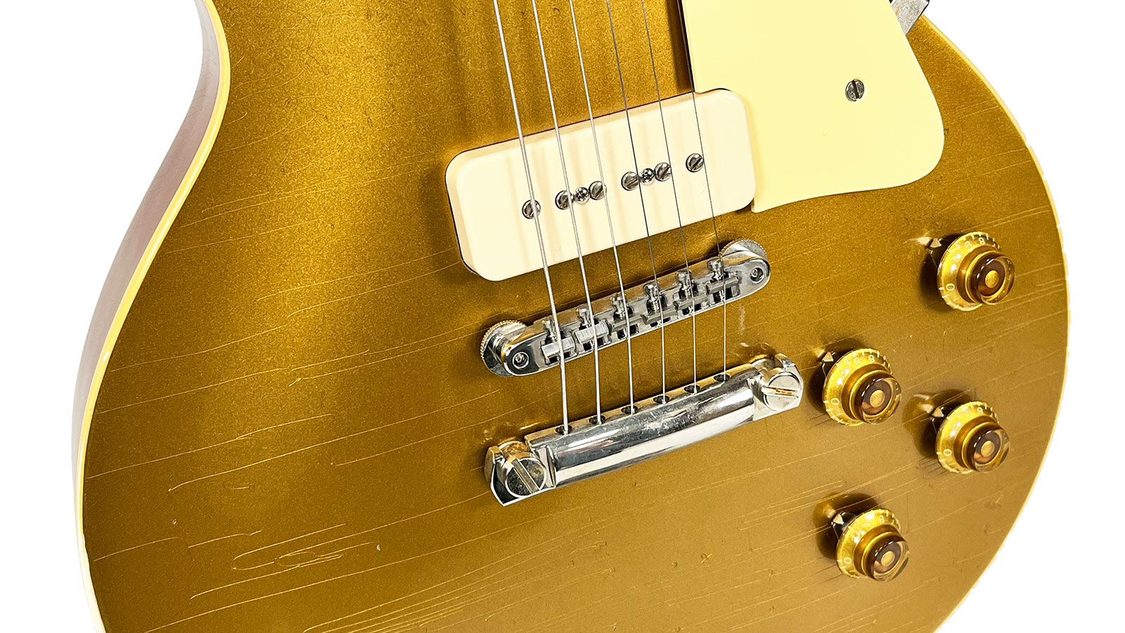 Gibson Custom Shop M2m Les Paul 1956 2h Ht Rw #63139 - Murphy Lab Light Aged Antique Gold - Enkel gesneden elektrische gitaar - Variation 2
