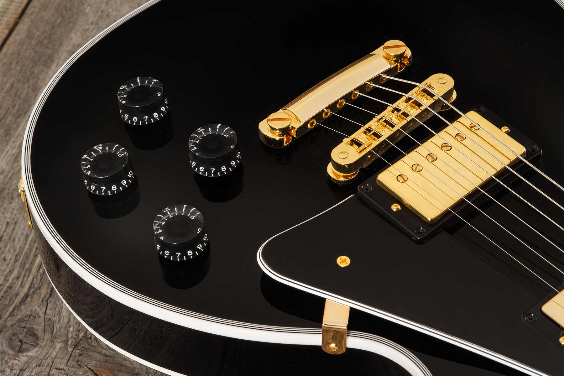 Gibson Custom Shop M2m Les Paul Custom Flowerpot Headstock 2h Ht Eb #cs403529 - Ebony Gloss - Enkel gesneden elektrische gitaar - Variation 10