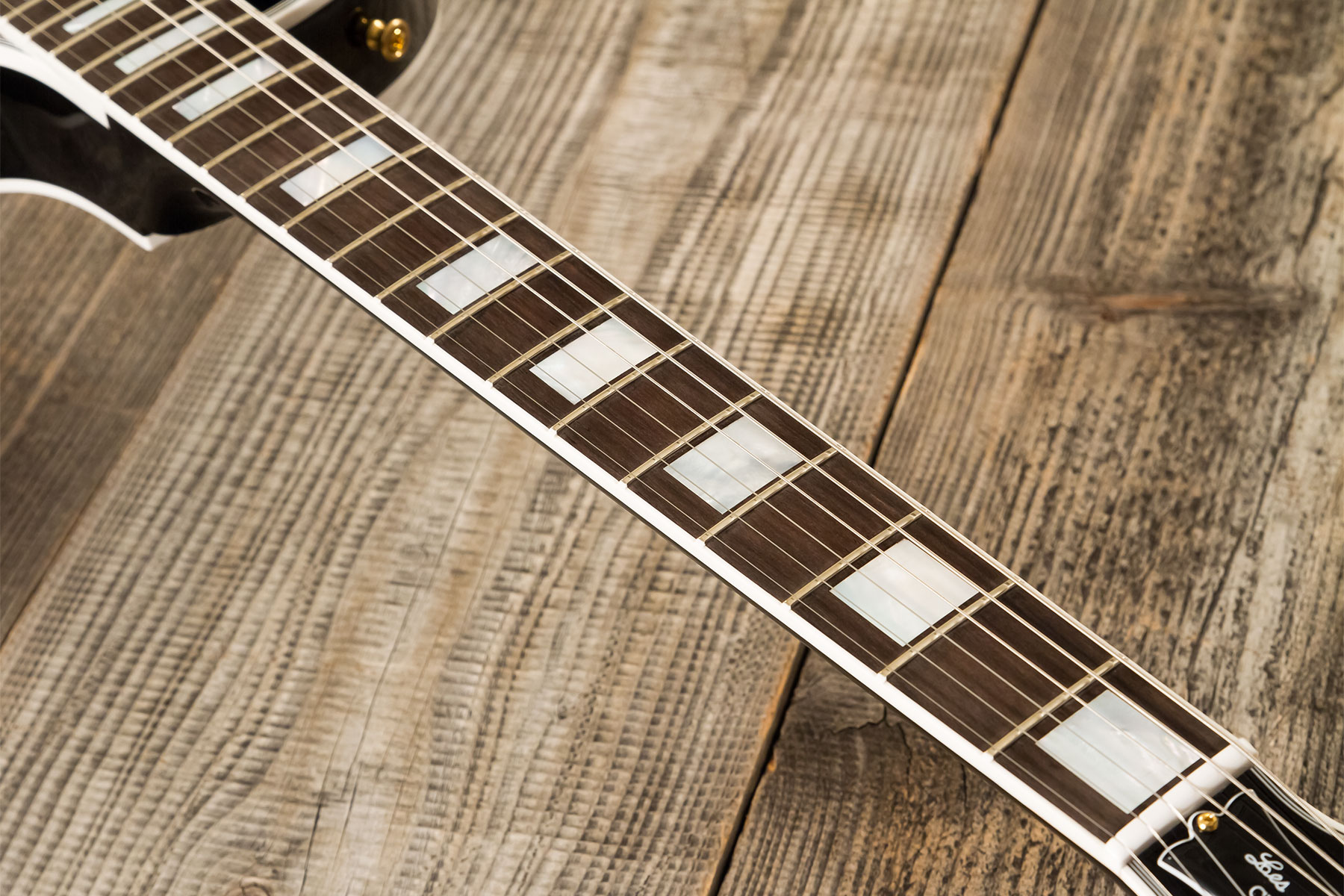 Gibson Custom Shop M2m Les Paul Custom Flowerpot Headstock 2h Ht Eb #cs403529 - Ebony Gloss - Enkel gesneden elektrische gitaar - Variation 11