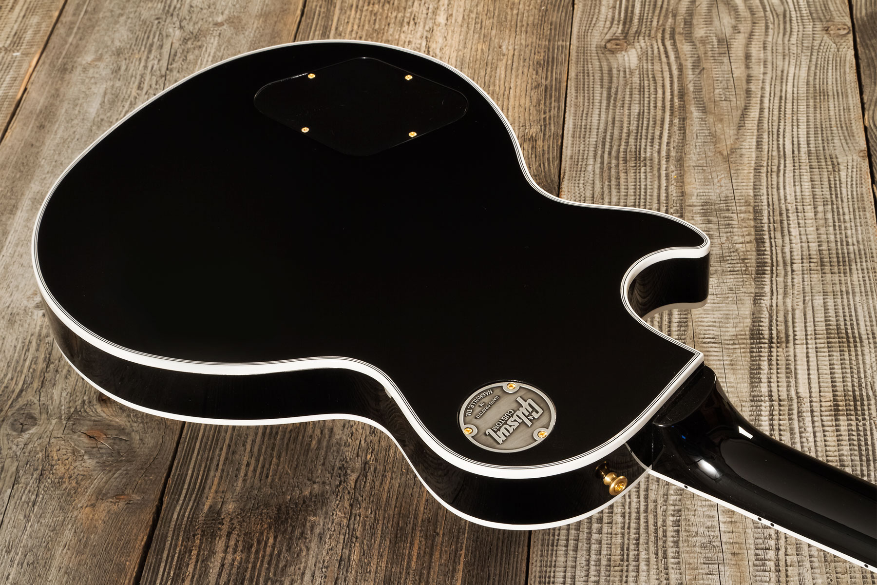 Gibson Custom Shop M2m Les Paul Custom Flowerpot Headstock 2h Ht Eb #cs403529 - Ebony Gloss - Enkel gesneden elektrische gitaar - Variation 12