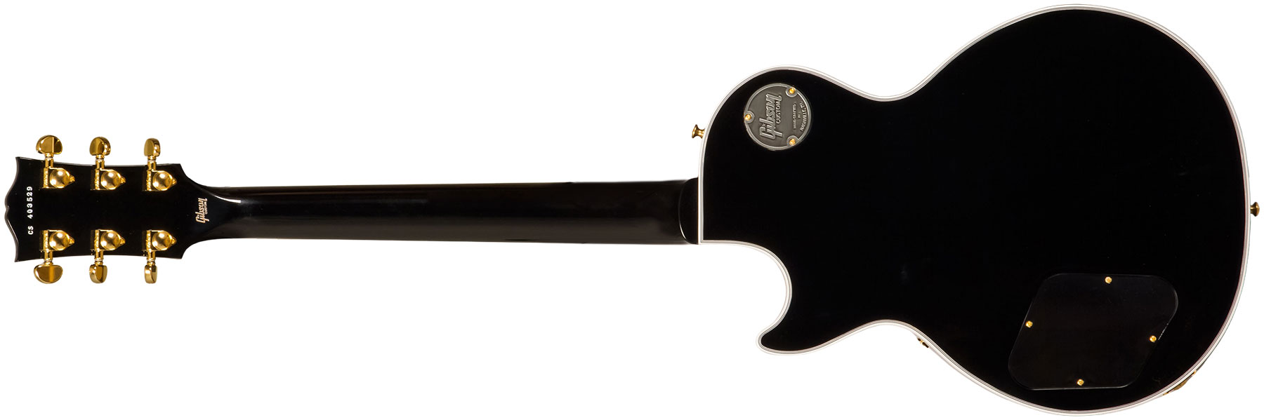 Gibson Custom Shop M2m Les Paul Custom Flowerpot Headstock 2h Ht Eb #cs403529 - Ebony Gloss - Enkel gesneden elektrische gitaar - Variation 8