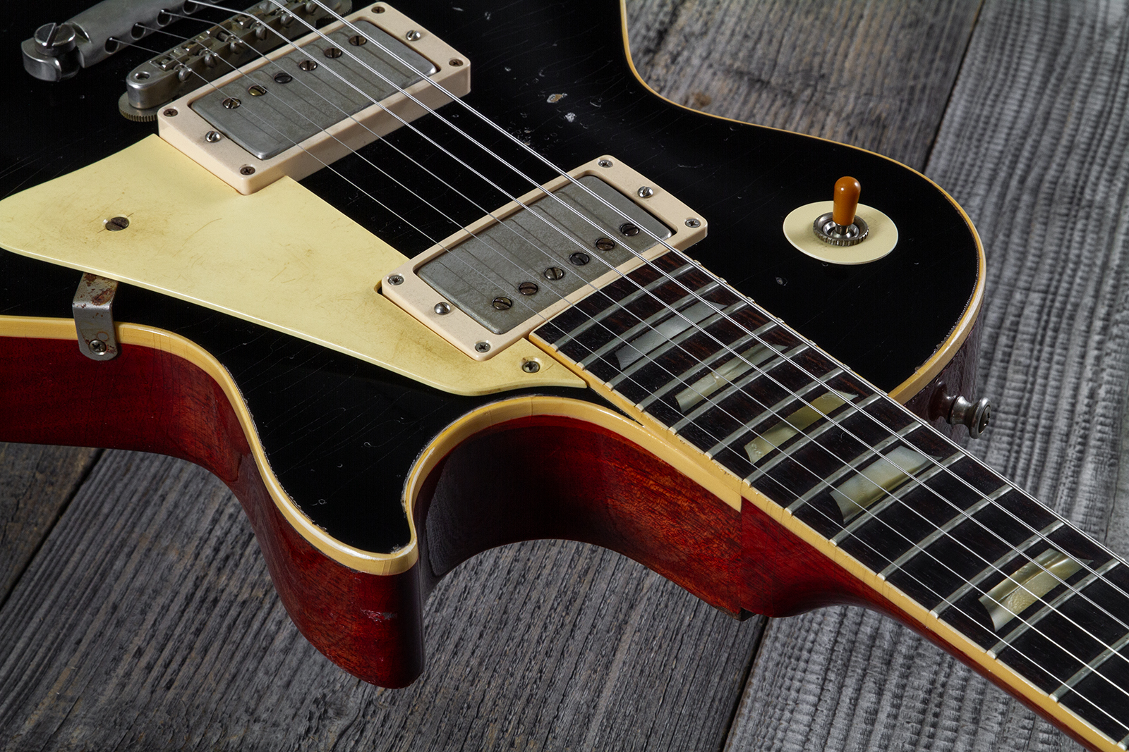 Gibson Custom Shop M2m Les Paul Standard 1958 2h Ht Rw #85546 - Murphy Lab Light Aged Ebony O. Gold - Single cut gitaar - Variation 4