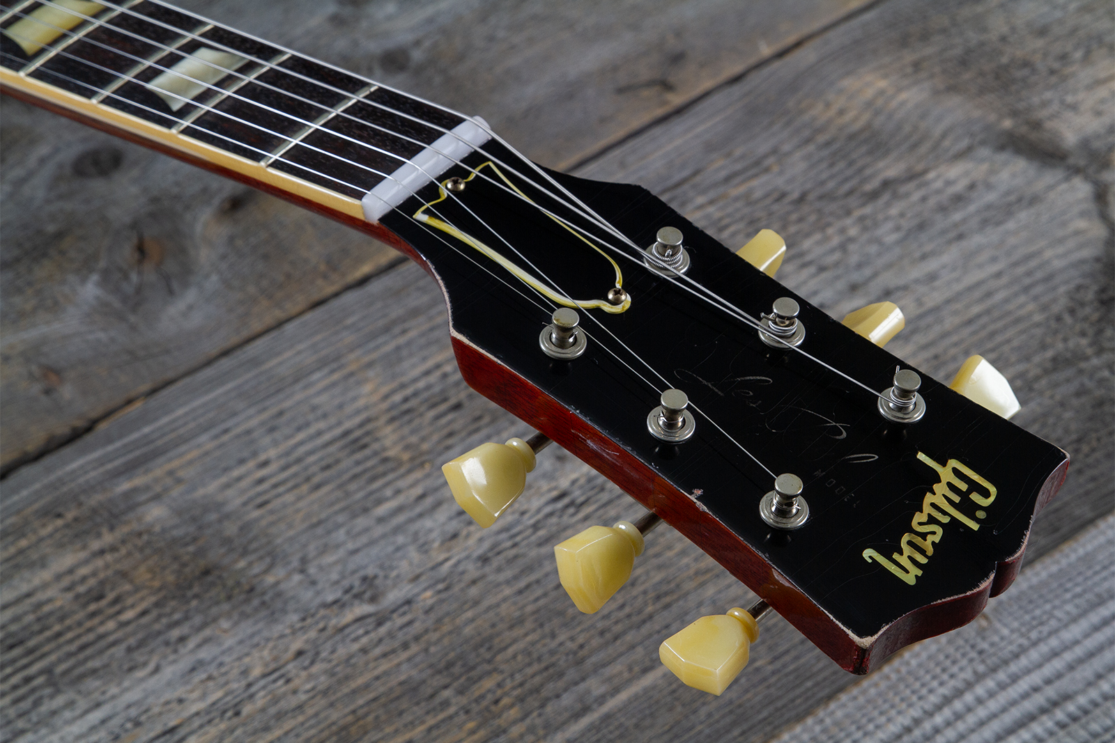 Gibson Custom Shop M2m Les Paul Standard 1958 2h Ht Rw #85546 - Murphy Lab Light Aged Ebony O. Gold - Single cut gitaar - Variation 6