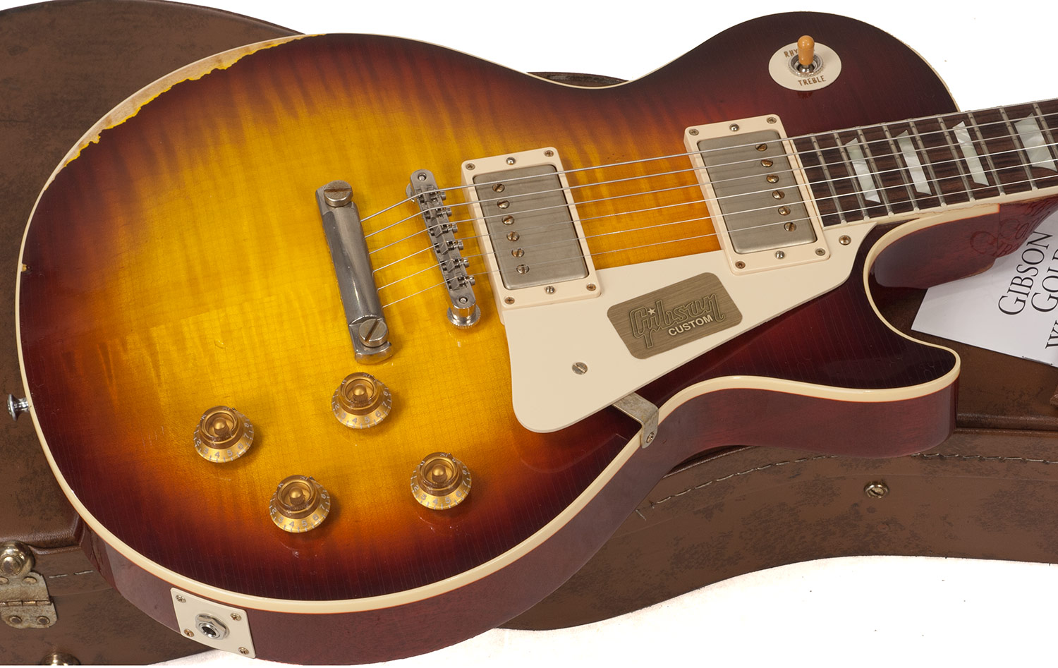 Gibson Custom Shop M2m Les Paul Standard 1958 2h Ht Rw #r862322 - Aged Bourbon Burst - Enkel gesneden elektrische gitaar - Variation 3