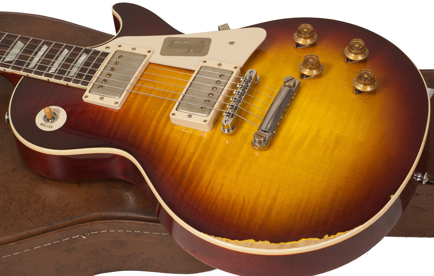 Gibson Custom Shop M2m Les Paul Standard 1958 2h Ht Rw #r862322 - Aged Bourbon Burst - Enkel gesneden elektrische gitaar - Variation 4