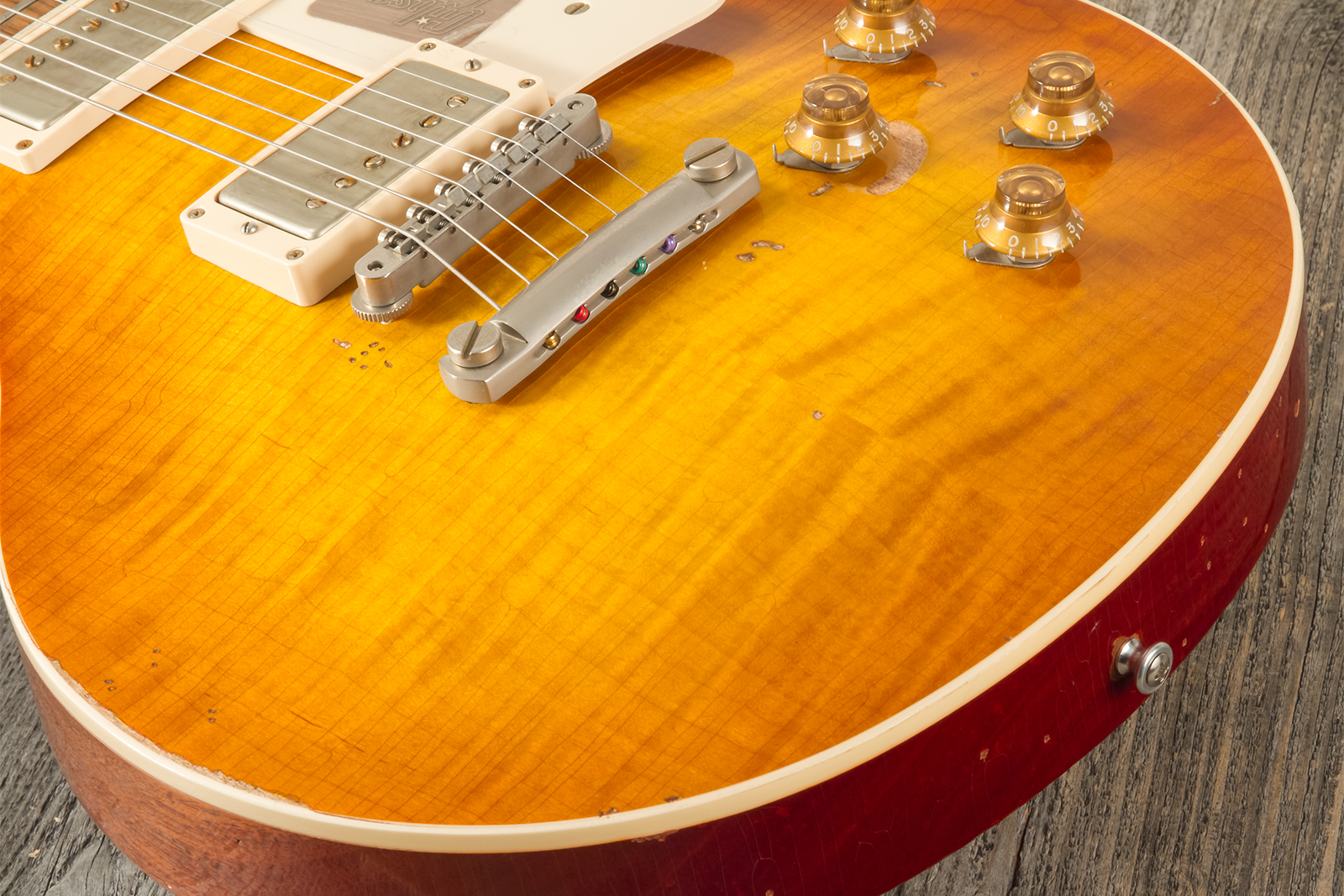 Gibson Custom Shop M2m Les Paul Standard 1959 2h Ht Rw #r961618 - Aged Sunrise Teaburst - Enkel gesneden elektrische gitaar - Variation 9