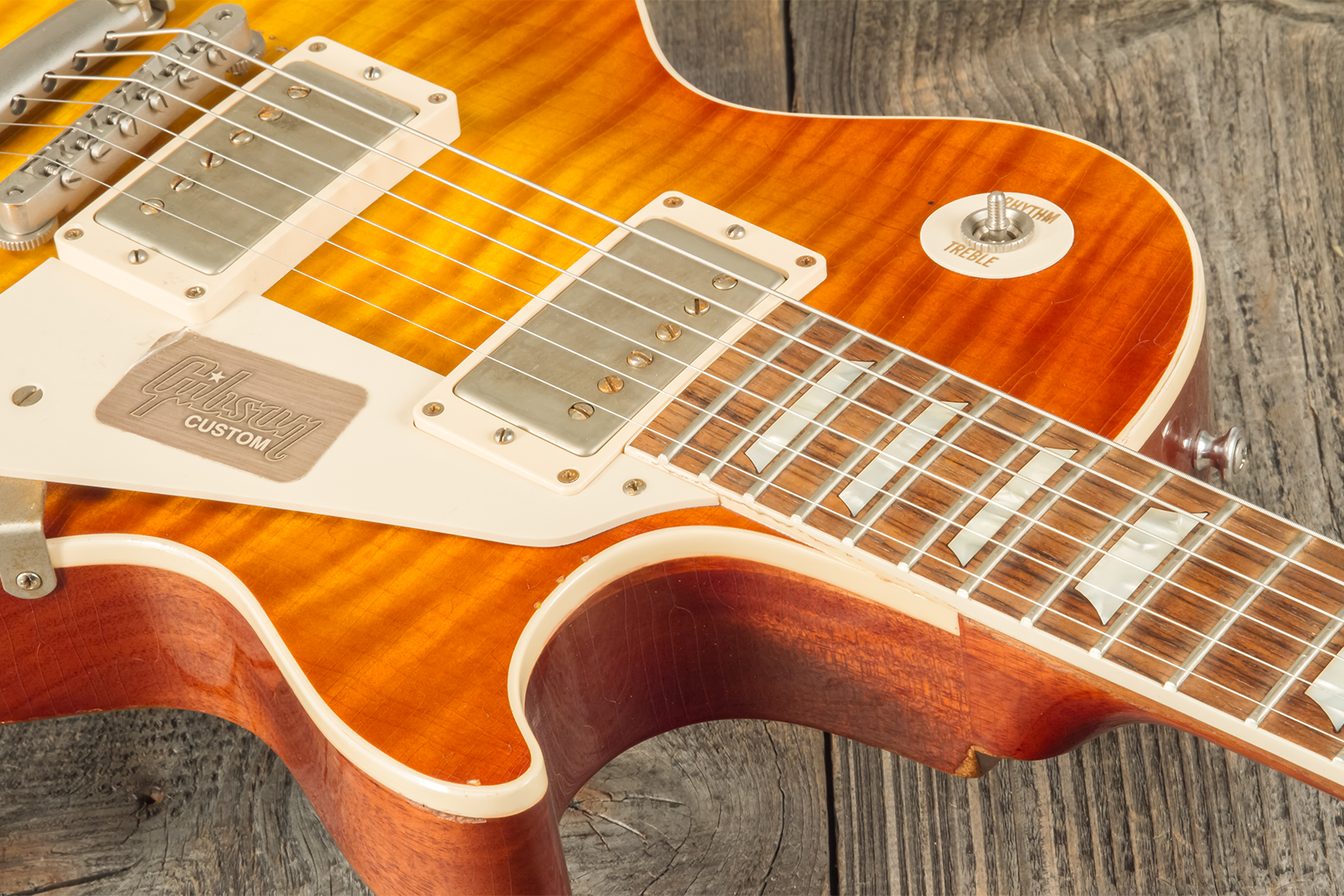 Gibson Custom Shop M2m Les Paul Standard 1959 2h Ht Rw #r961618 - Aged Sunrise Teaburst - Enkel gesneden elektrische gitaar - Variation 10