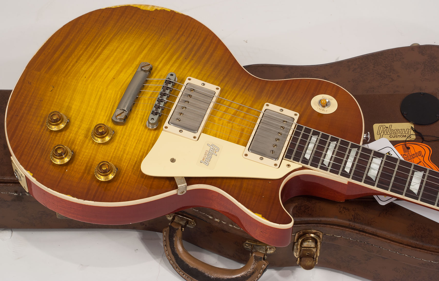 Gibson Custom Shop M2m Les Paul Standard 1959 2h Ht Rw #982192 - Heavy Aged Sunrise Tea Burst - Enkel gesneden elektrische gitaar - Variation 2