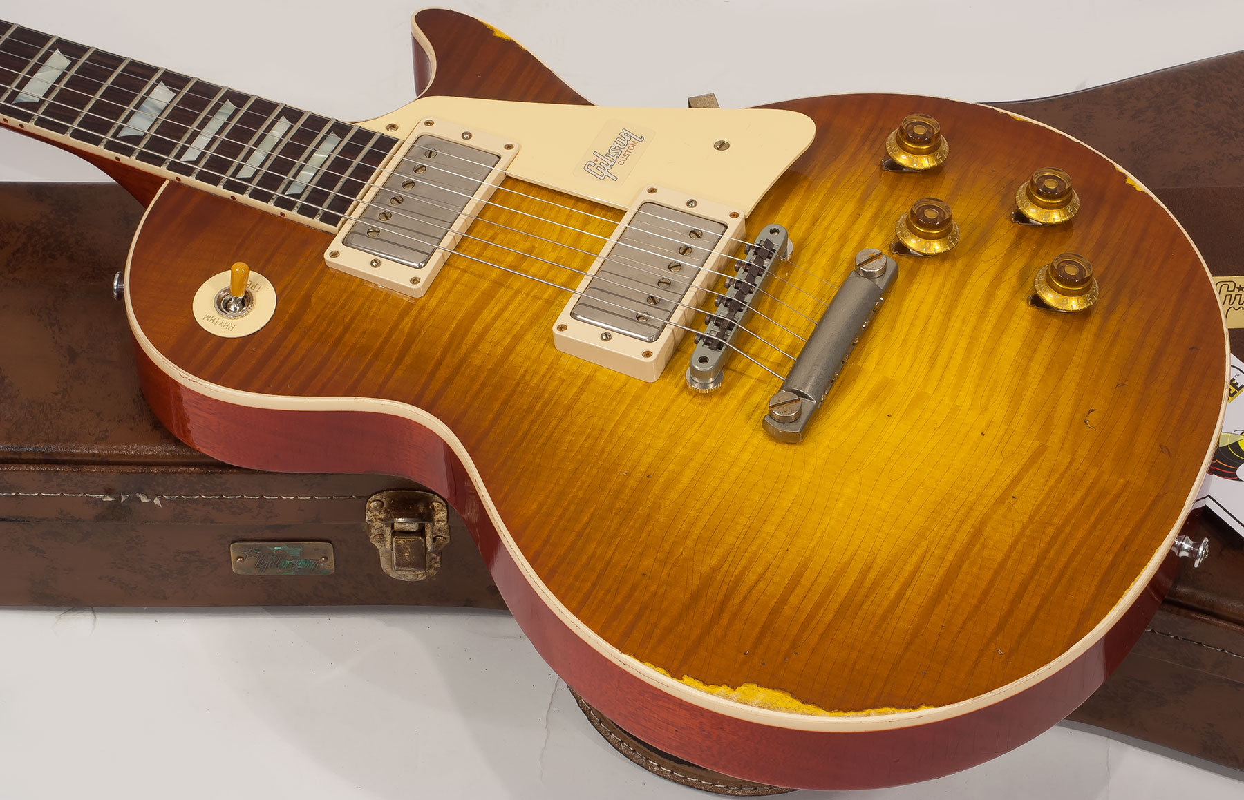 Gibson Custom Shop M2m Les Paul Standard 1959 2h Ht Rw #982192 - Heavy Aged Sunrise Tea Burst - Enkel gesneden elektrische gitaar - Variation 3
